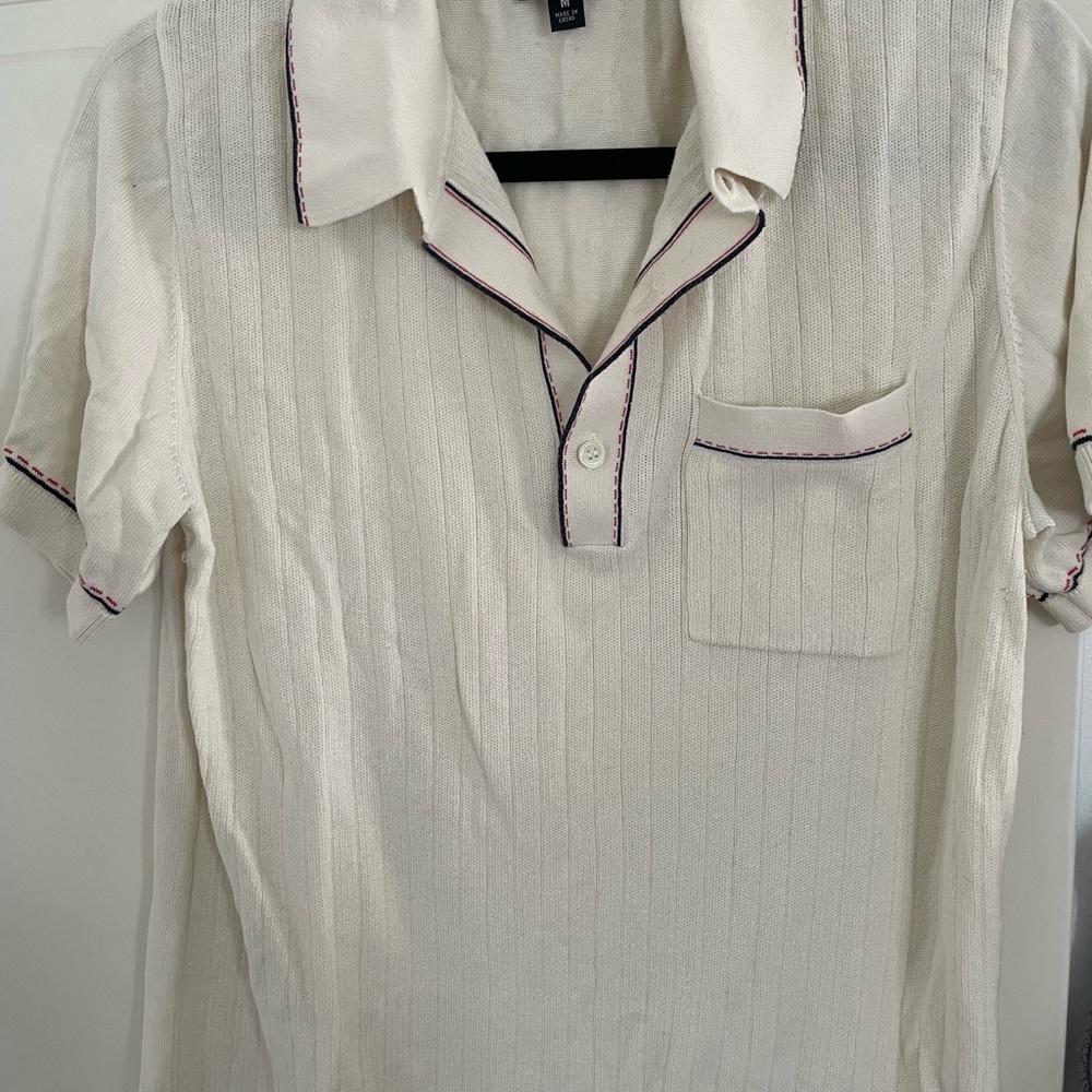 Todd Snyder Silk / Cotton Men's White Sweater Polo